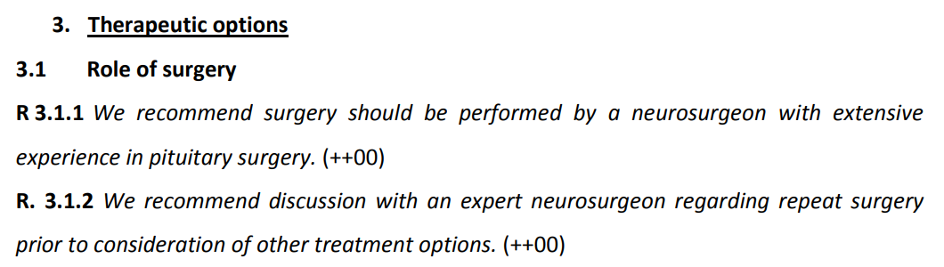 2018年1月《European Journal of Endocrinology》發(fā)布了歐洲內(nèi)分泌協(xié)會(huì)授權(quán)的指南(European society of Endocrinology Clinical Practice Guidelines for the management of aggressive pituitary tumours and carcinomas)(DOI:10.1530/EJE-17-0796)。